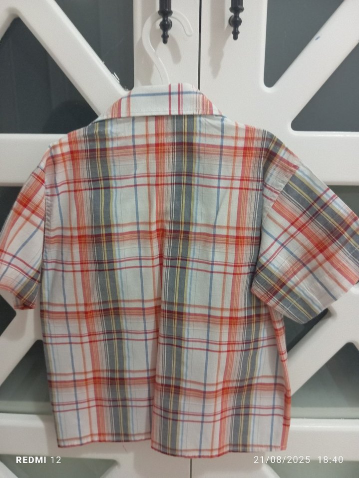 Erkek Çocuk Kısa Kollu Kareli Gömlek - Görsel 3