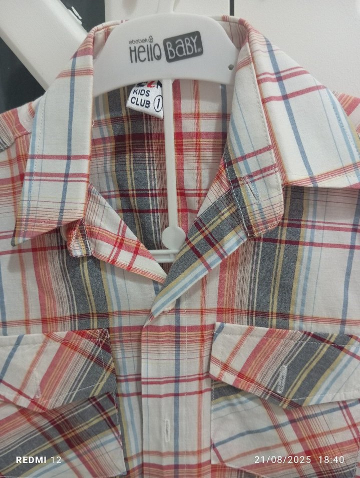 Erkek Çocuk Kısa Kollu Kareli Gömlek - Görsel 2
