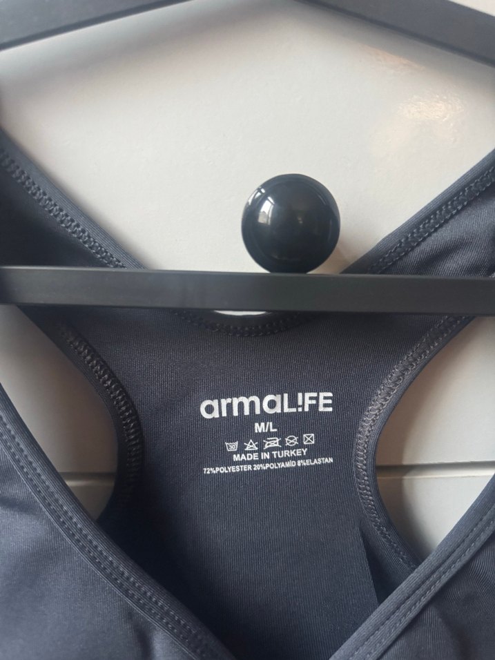 Gri Siyah Baskılı Goth Spor Sütyeni - Görsel 2