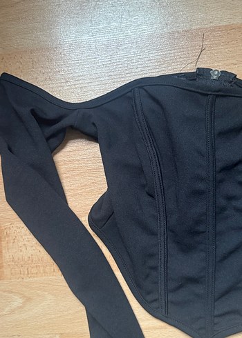 Siyah V Yaka Korse Bluz - Görsel 2