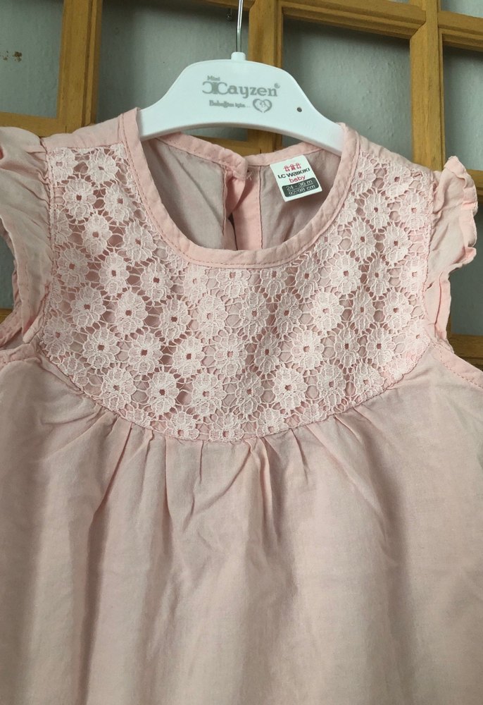 Kız Çocuk Pembe Dantel Detaylı Kolsuz gömlek2 - Görsel 2