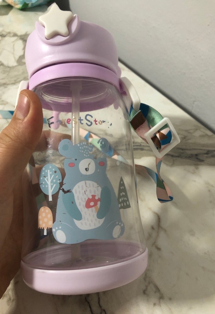 Pembe Çocuk Termos Şişe Boynuzlu Kapaklı - Görsel 4