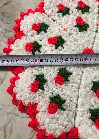 Kırmızı Beyaz Örgü Dekoratif lif - Görsel 2