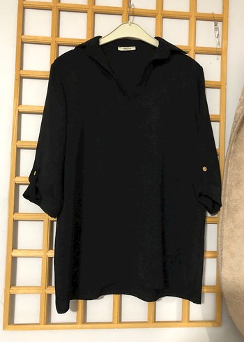 Siyah V Yaka Uzun Kollu Salaş Tunik - Görsel 2