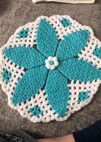 Renkli Çiçek Desenli El Yapımı Örgü lif - Görsel 4