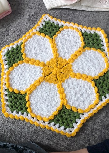 Renkli Çiçek Desenli El Yapımı Örgü lif - Görsel 2