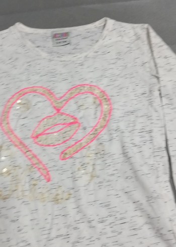 Kız Çocuk Gri Uzun Kollu Payetli Tişört - Görsel 3