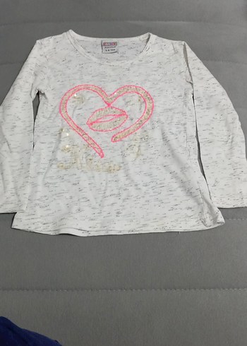 Kız Çocuk Gri Uzun Kollu Payetli Tişört - Görsel 2