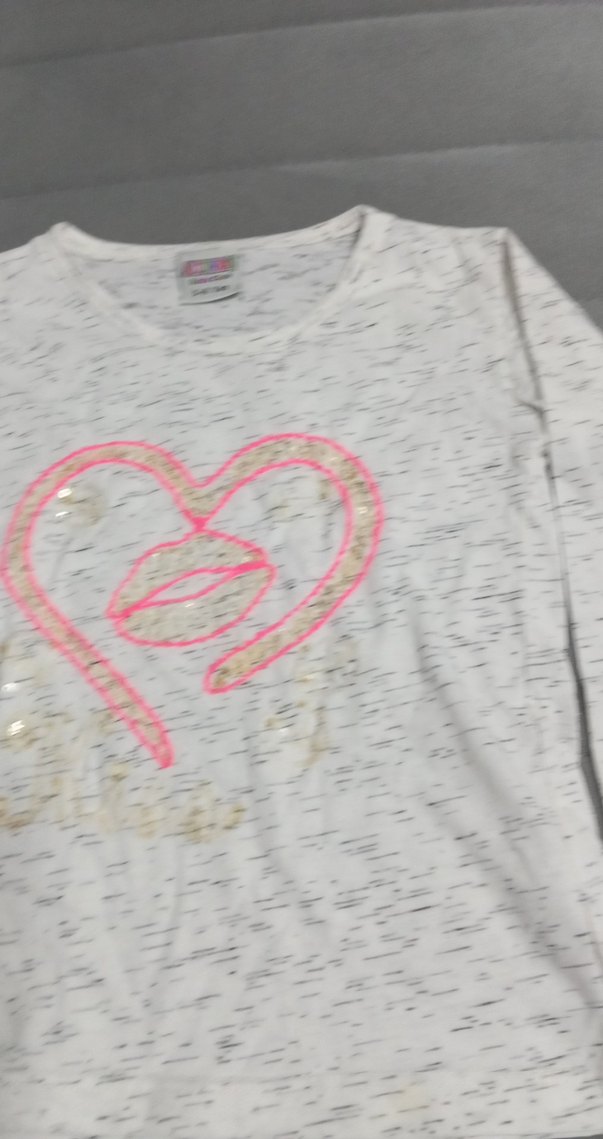 Kız Çocuk Gri Uzun Kollu Payetli Tişört - Görsel 3