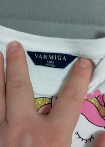 Uzun Kollu Unicorn Baskılı Kız Elbise - Görsel 5