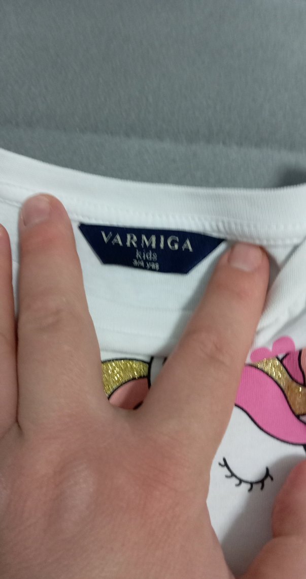 Uzun Kollu Unicorn Baskılı Kız Elbise - Görsel 5