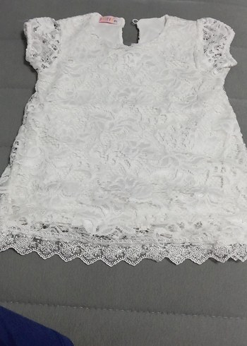 Kız Çocuk Beyaz Dantel İşlemeli Elbise - Görsel 3