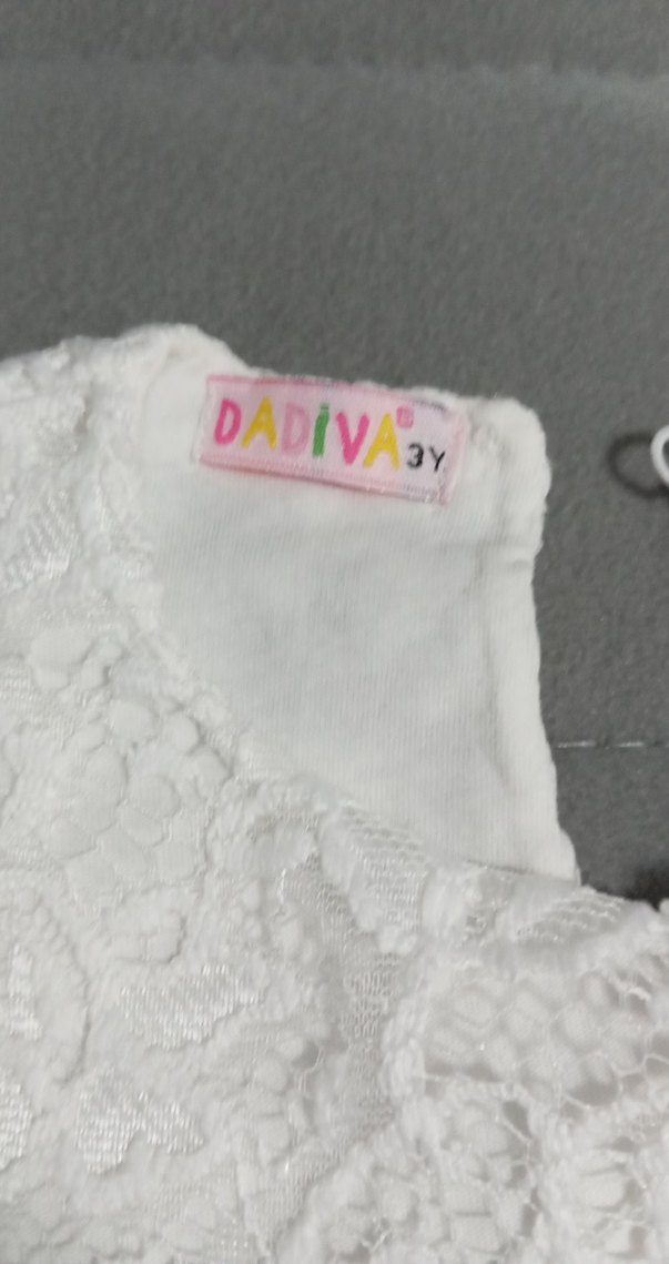 Kız Çocuk Beyaz Dantel İşlemeli Elbise - Görsel 4