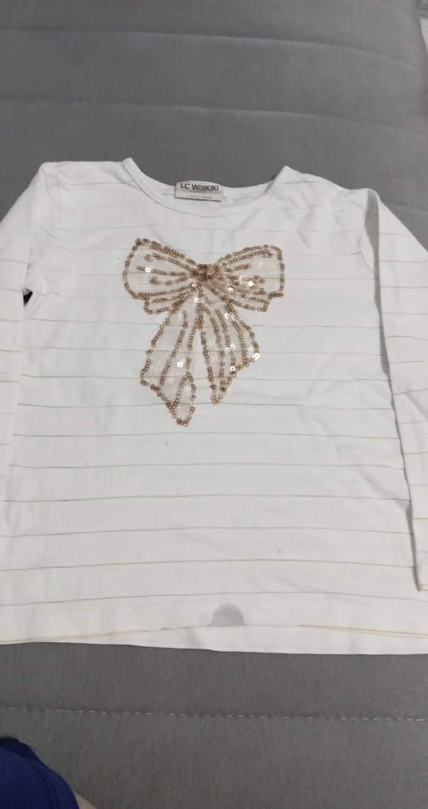 Kız Çocuk Beyaz Uzun Kollu Nakışlı Tişört - Görsel 2