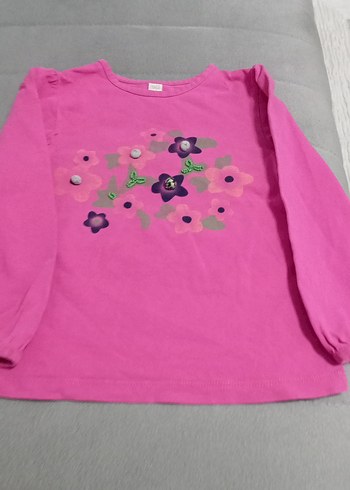 Kız Çocuk Pembe Uzun Kollu Baskılı Tişört - Görsel 3