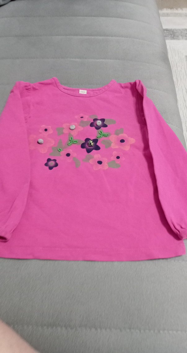 Kız Çocuk Pembe Uzun Kollu Baskılı Tişört - Görsel 3