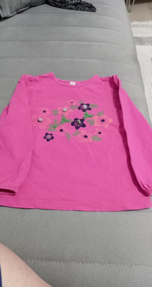 Kız Çocuk Pembe Uzun Kollu Baskılı Tişört - Görsel 2