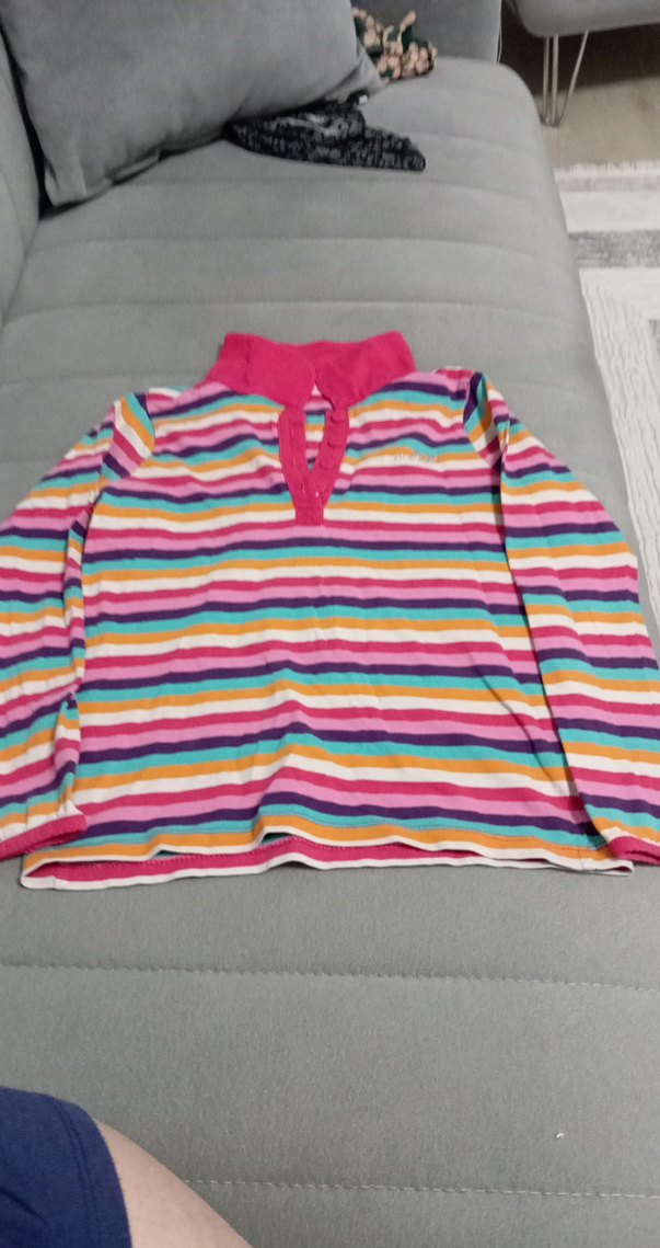 Renkli Çizgili Uzun Kollu Kız Gömlek - Görsel 3