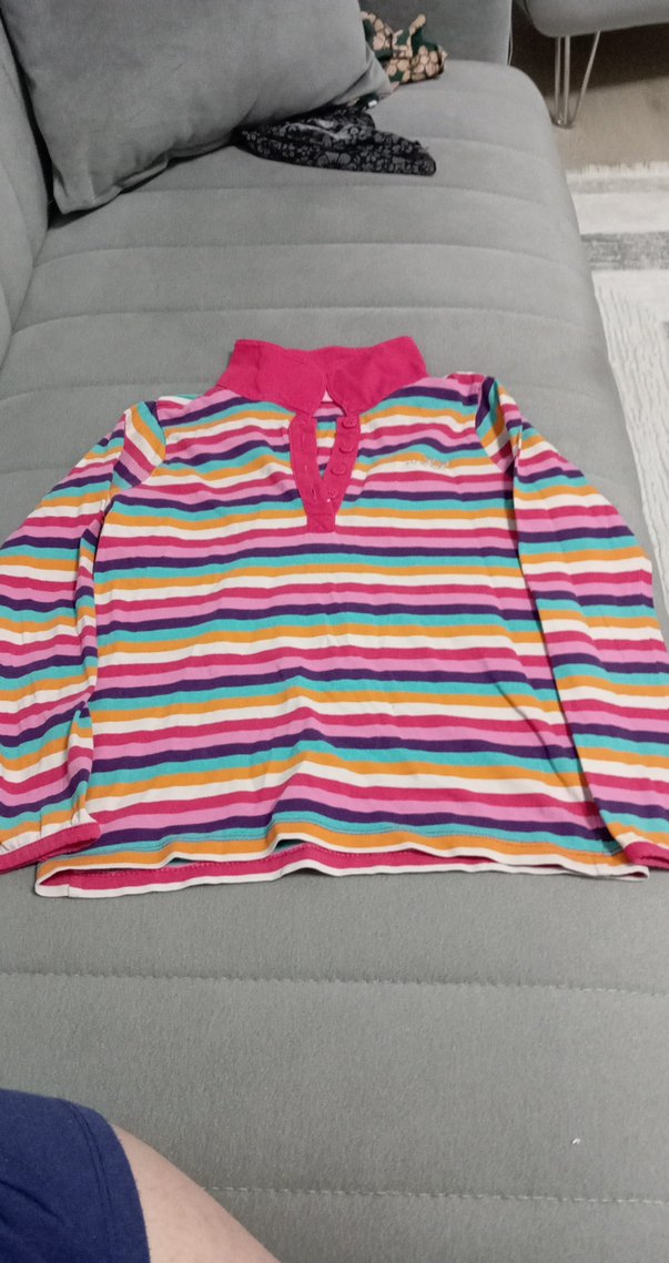 Renkli Çizgili Uzun Kollu Kız Gömlek - Görsel 2