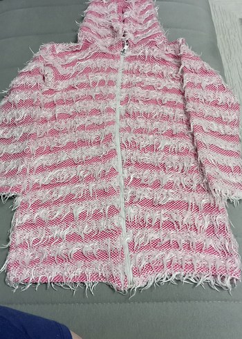 Kız Çocuk Kapüşonlu Örgü Ceket - Görsel 2