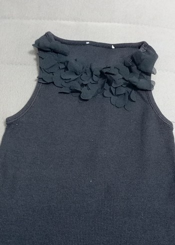 Kız Çocuk Gri Fırfırlı Yüksek Yakalı Kolsuz Yelek - Görsel 3