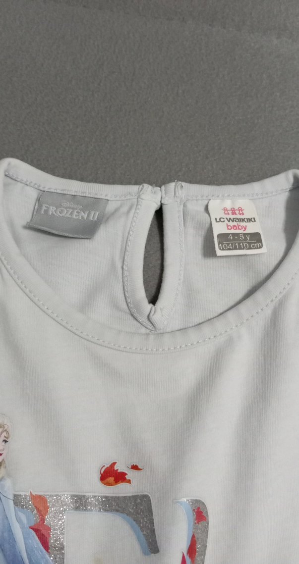 Kız Çocuk Beyaz Baskılı Fırfırlı Tişört - Görsel 4