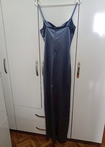 Drapeli Lacivert Uzun Abiye Elbise - Görsel 2