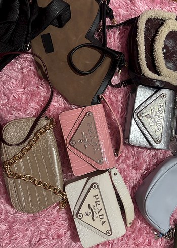 Prada Pembe Deri Kadın El Çantası - Görsel 8