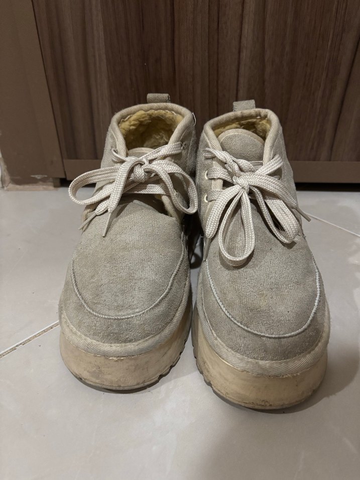 Bej Süet Kürklü Dolgu Topuk Kadın Bot - Görsel 2