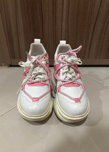 Beyaz Platform Topuklu Bağcıklı Spor Ayakkabı - Görsel 15