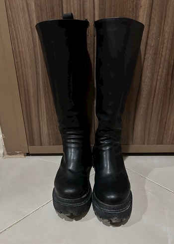 Bej,Siyah,Beyaz Kadın Diz Boyu Bot - Görsel 3