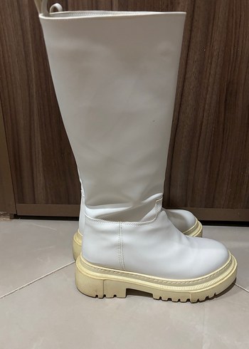 Bej,Siyah,Beyaz Kadın Diz Boyu Bot - Görsel 10