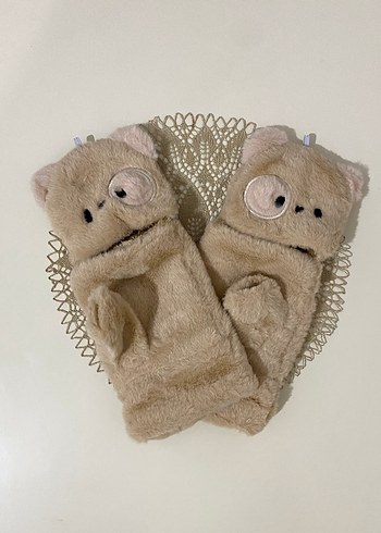 Pastel Bej Peluş eldiven - Görsel 2