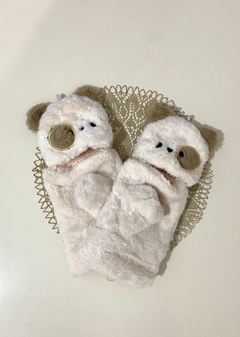 Pastel Bej Peluş eldiven - Görsel 3