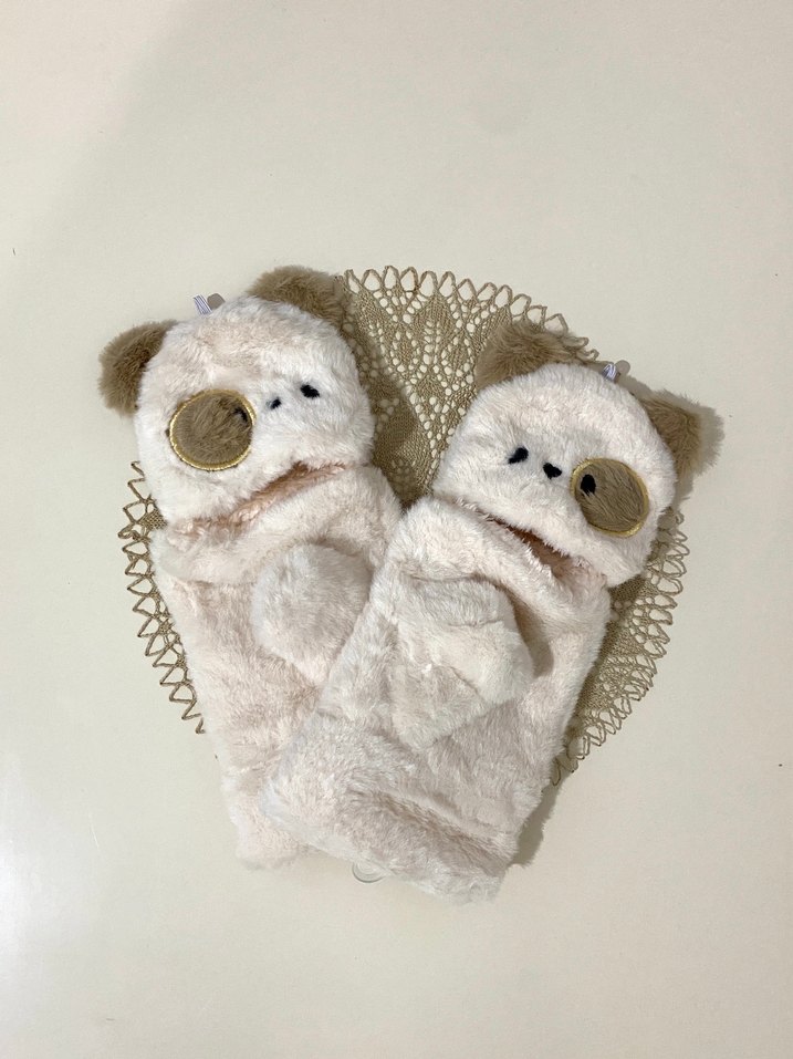 Pastel Bej Peluş eldiven - Görsel 3