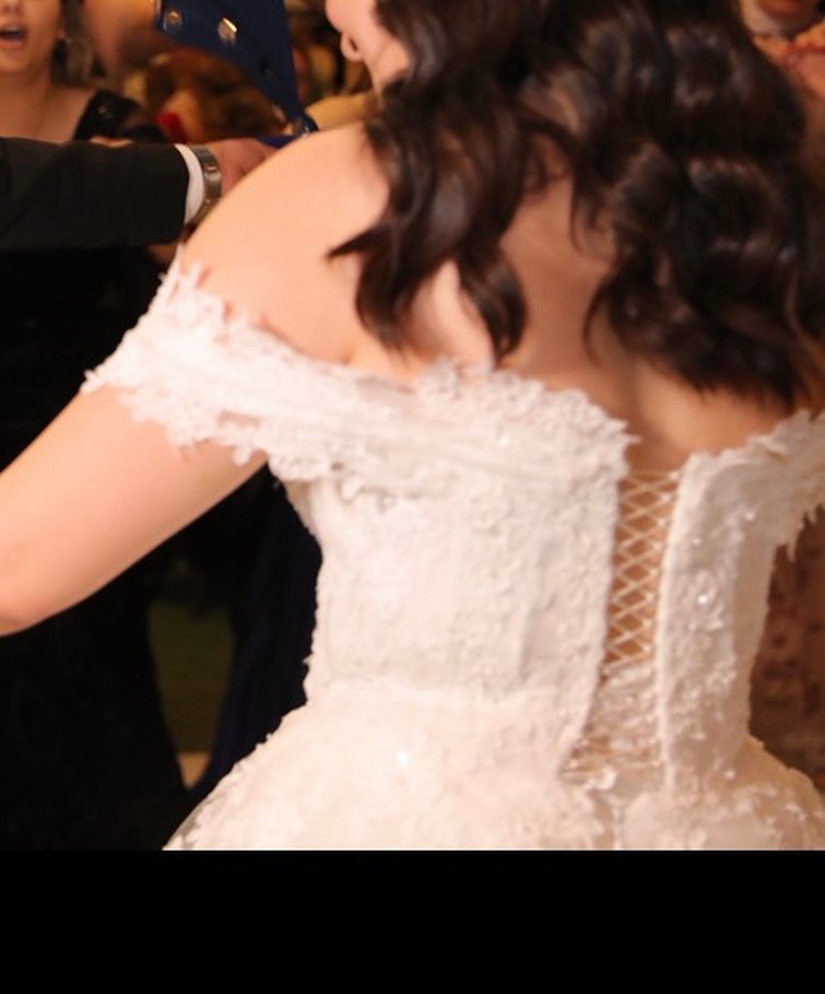 Beyaz A-line Dantel Gelinlik - Görsel 4