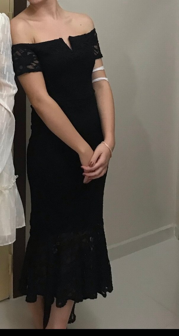 Dantel Detaylı Siyah Uzun Gotik Elbise - Görsel 4