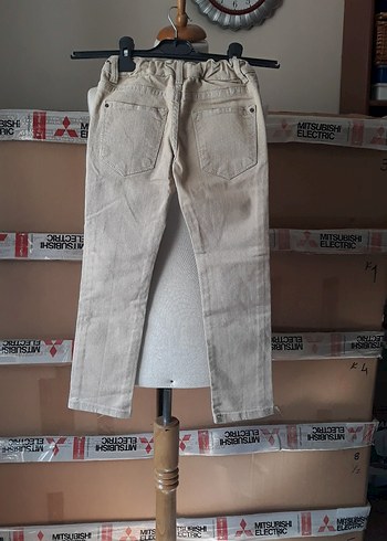 6 Yaş Beden ten rengi Renk Düğmeli Bej Erkek Çocuk Denim Pantolon koyu ten rengi