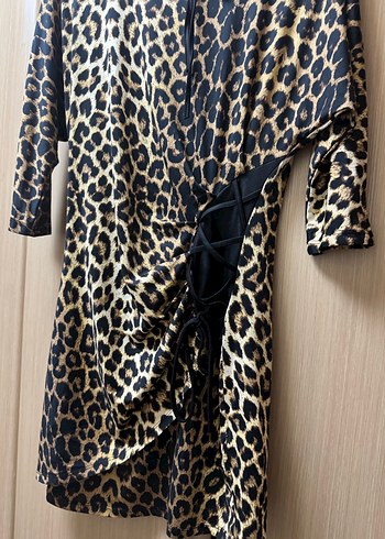 Leopar Desenli Midi Kadın Elbise - Görsel 2