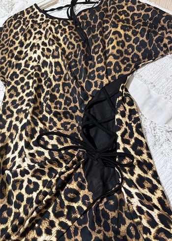 Leopar Desenli Midi Kadın Elbise - Görsel 5