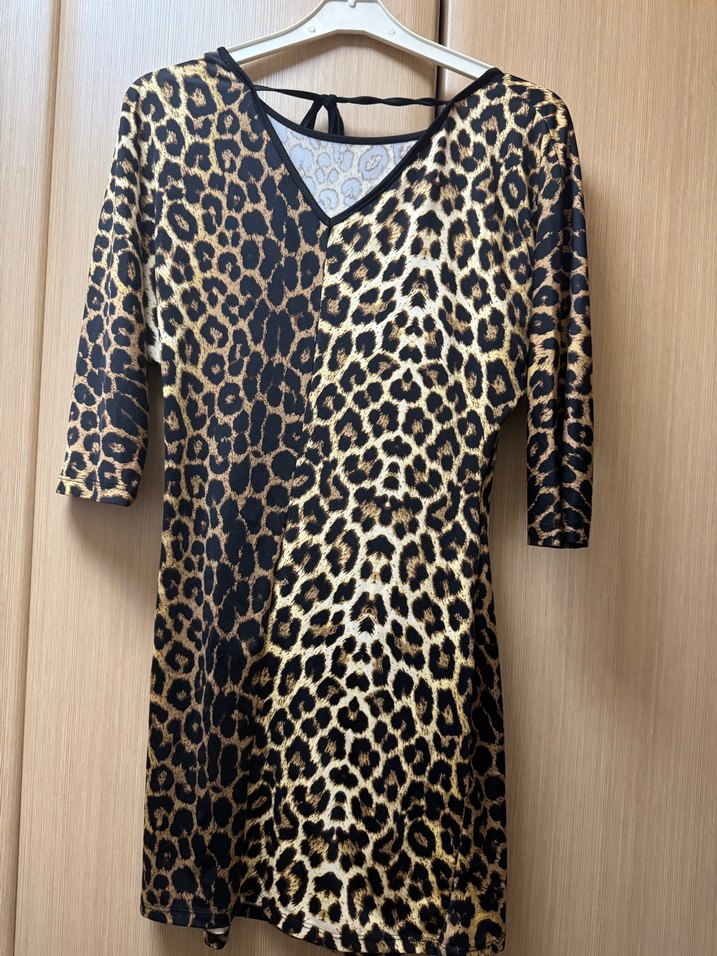 Leopar Desenli Midi Kadın Elbise - Görsel 3