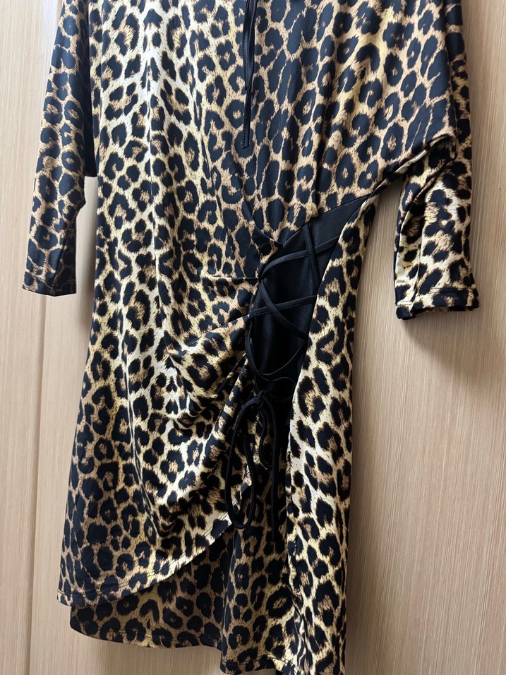 Leopar Desenli Midi Kadın Elbise - Görsel 2