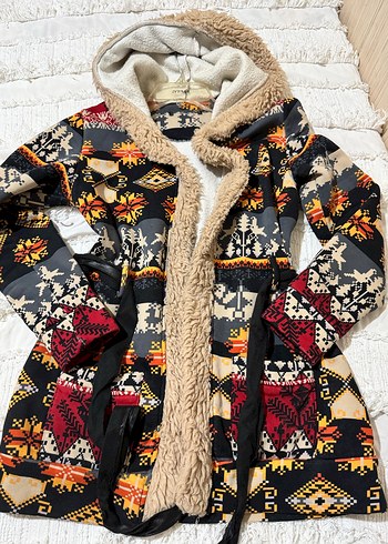 Bohem Desenli Kapüşonlu Kadın hırka - Görsel 2