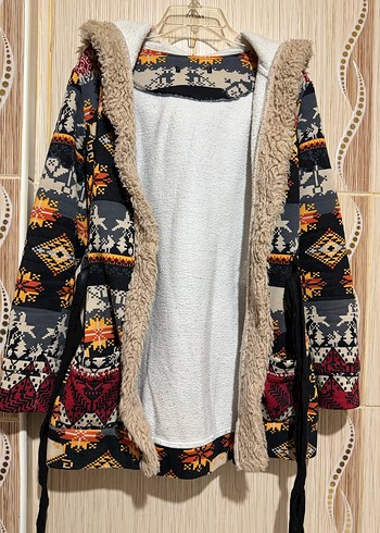 Bohem Desenli Kapüşonlu Kadın hırka - Görsel 3