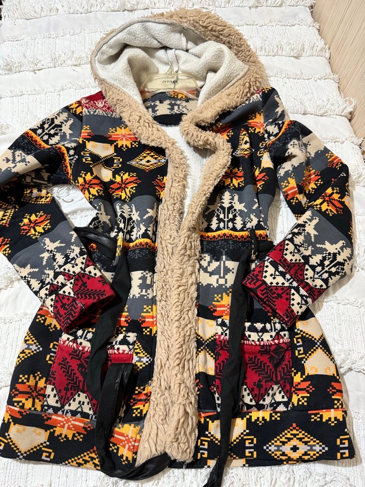 Bohem Desenli Kapüşonlu Kadın hırka - Görsel 2