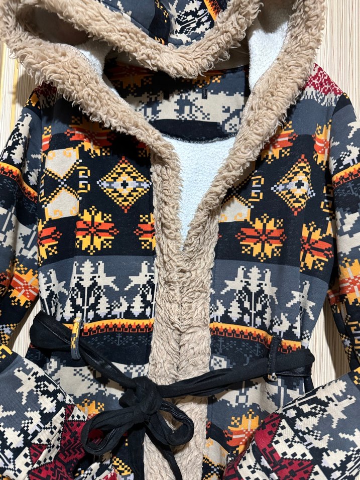 Bohem Desenli Kapüşonlu Kadın hırka - Görsel 4