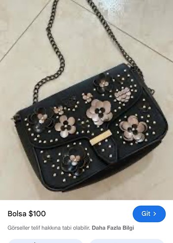 Stradivarius Çiçek İşlemeli Siyah Deri Kadın Çanta