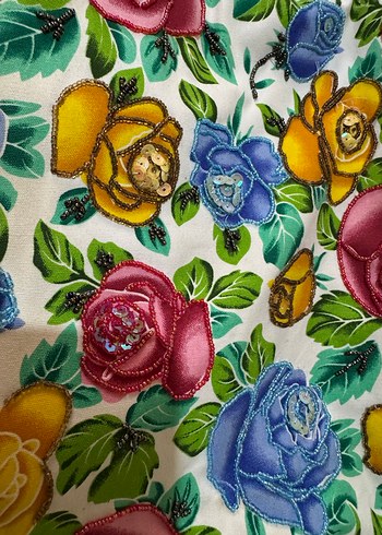 Çiçek Desenli Boncuklu Bohem Kadın Çantası - Görsel 7