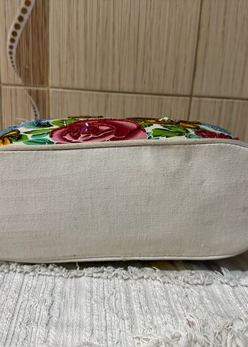 Çiçek Desenli Boncuklu Bohem Kadın Çantası - Görsel 5