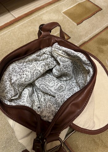 Bej Nakışlı kanvas Kadın Çanta - Görsel 5